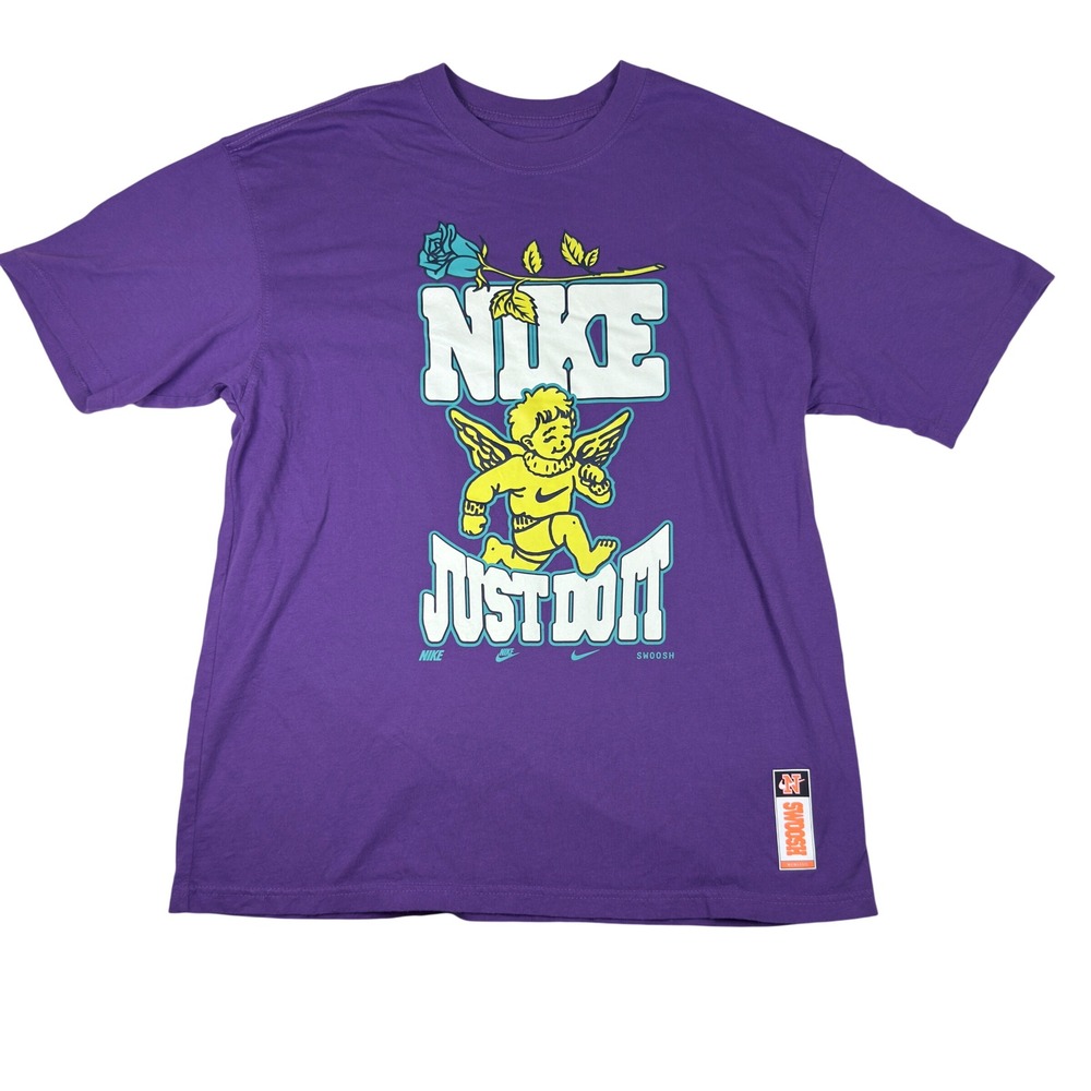 Nike Max90 Running Angel T Shirt Purple Mens M Just Do It Cherub Graphic